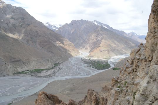 Confluence of the Pin and Spiti rivers. Pin Valley to the left and Spiti Valley to the right.